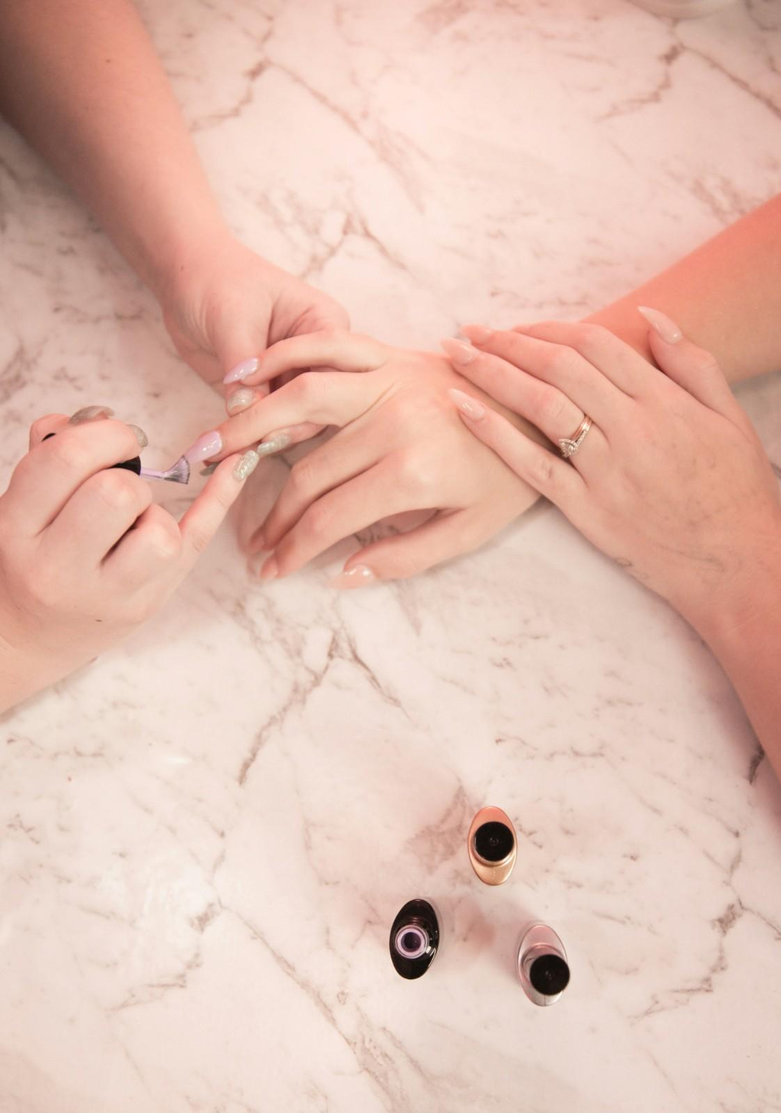 Professional manicure with clean cuticle work