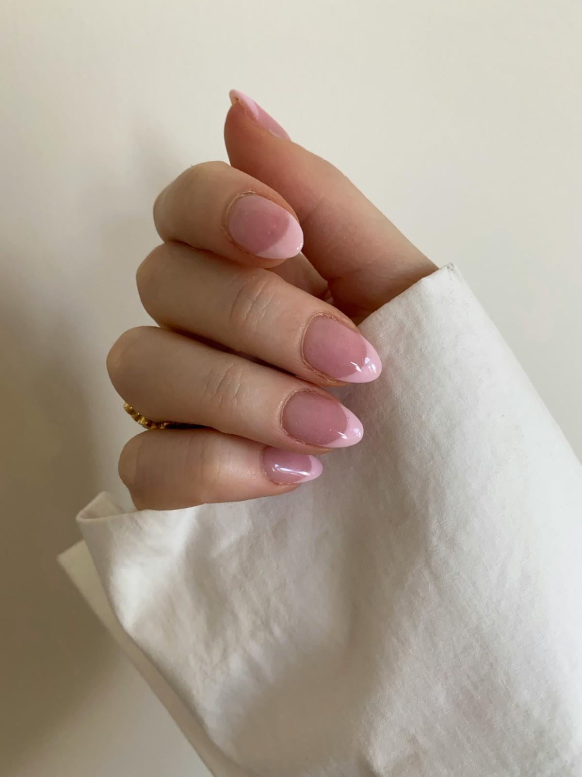 Close-up of gel nail polish application