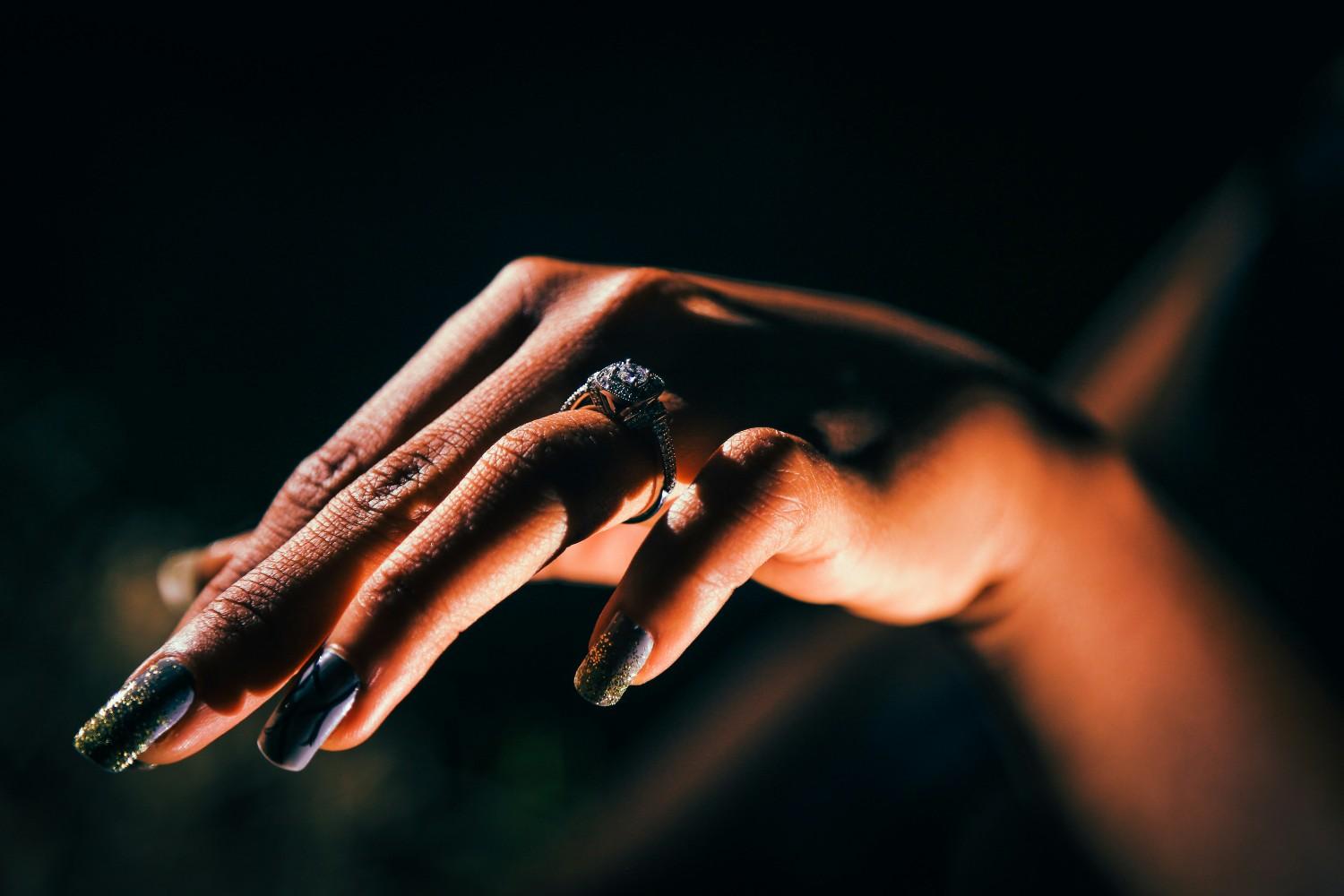 Matte finish nails with minimalist design